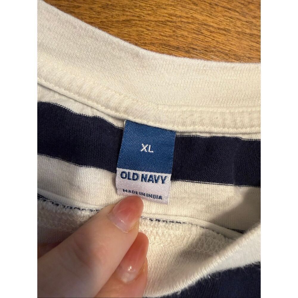 Old Navy Women's Striped Crew Neck Short Sleeve Cotton T-shirt Navy & White XL - Picture 5 of 8